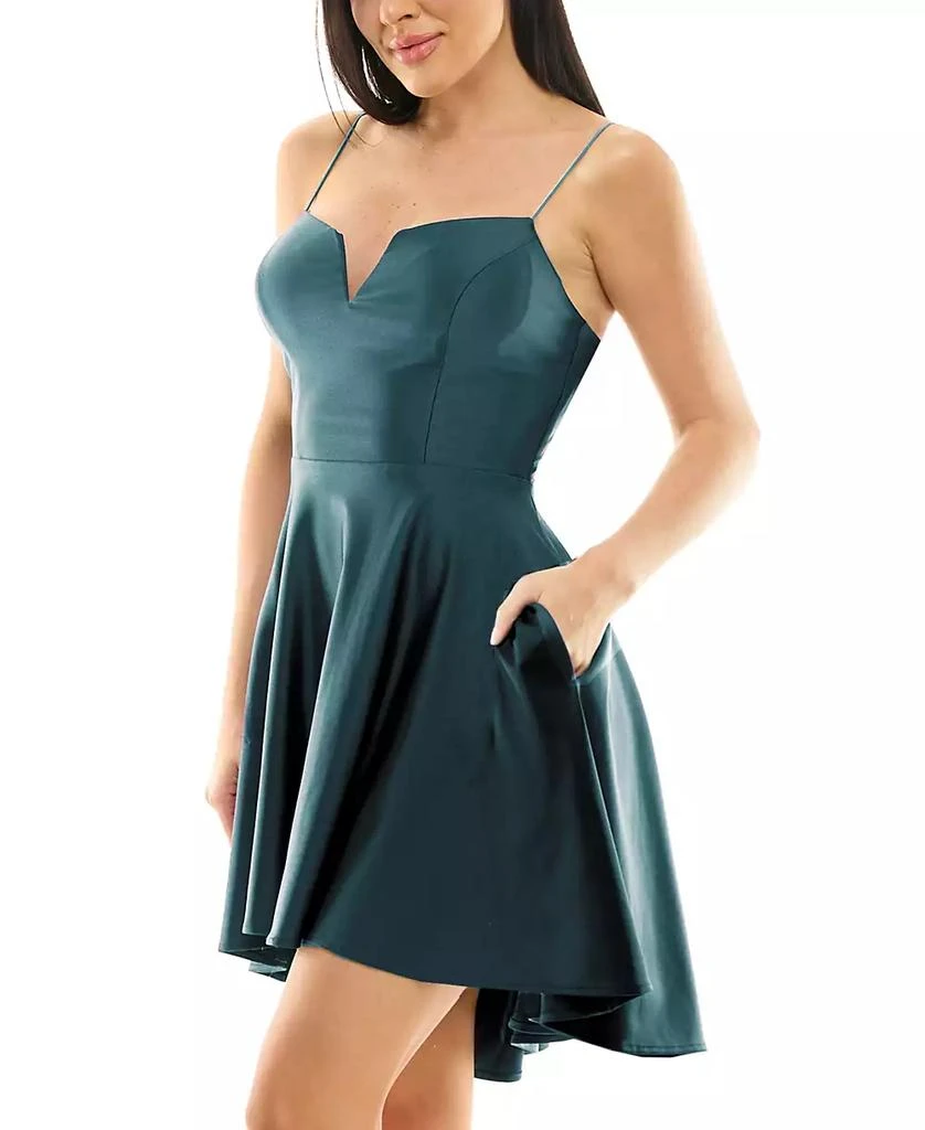 City Studios Juniors' Plunge-Neck Lace-Up Skater Dress 6