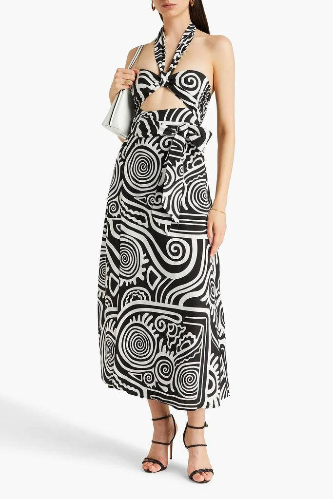 Mara Hoffman Paula two-tone printed TENCEL™ and linen-blend midi wrap dress 2