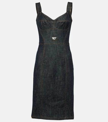 Dolce 
Gabbana Logo embroidered denim midi dress 1