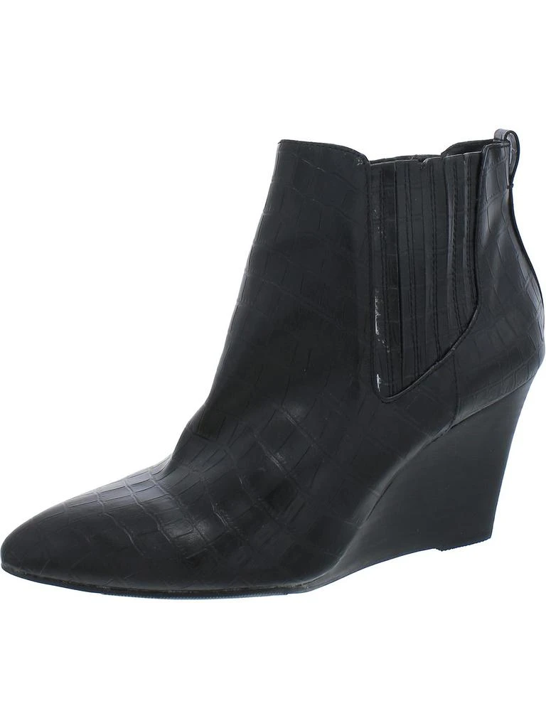 Report William Womens Snake Print Slip On Wedge Boots 1