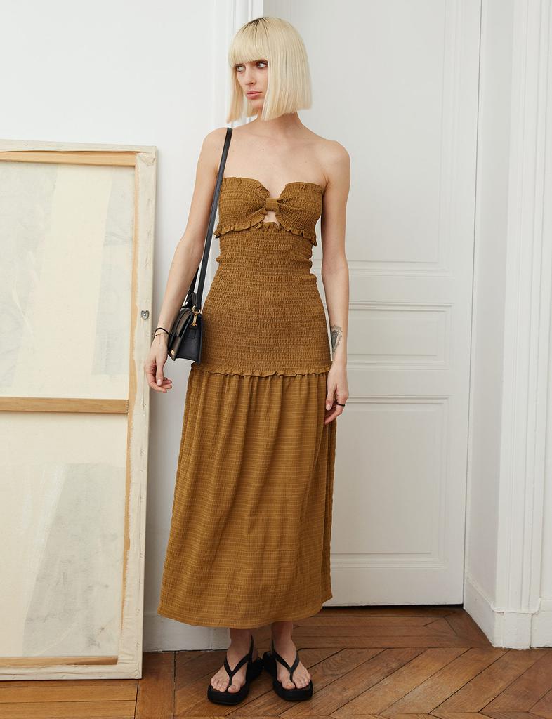 Pixie Market Nora Smocked Midi Dress