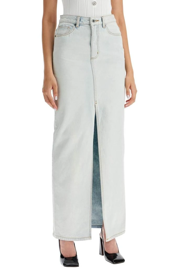 Self Portrait Self-Portrait Bleach Wash Denim Maxi Skirt 2
