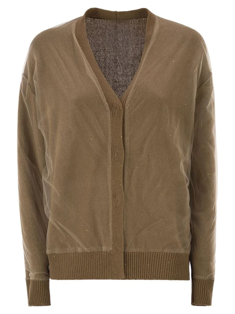 Fabiana Filippi Reversible Cotton And Linen Cardigan With Sequins And Tulle 5