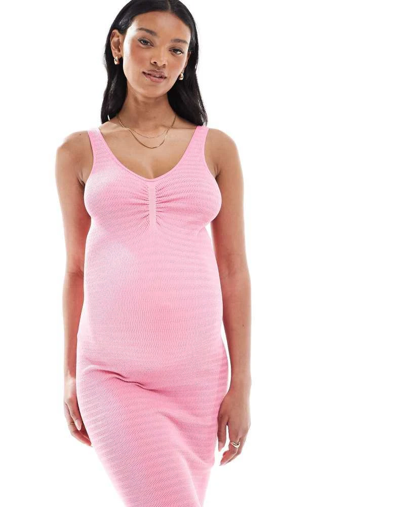 open lace back dress Luxury Pink Maternity Gown, Pregnant Guest, Baby Shower 1XL / Dreamy Pink main image 0