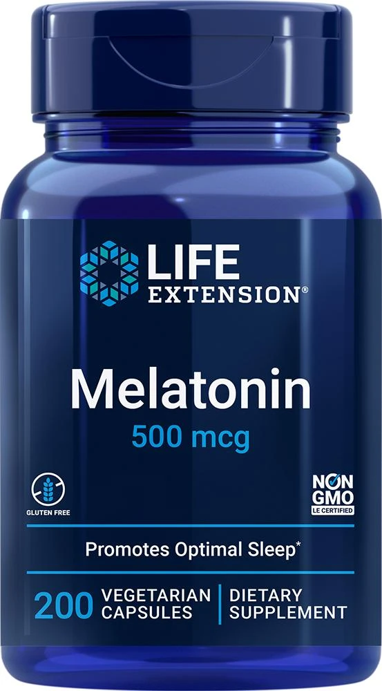 Life Extension Life Extension Melatonin, 200 - 500 mcg (500 mcg, 200 capsules, Vegetarian) 1