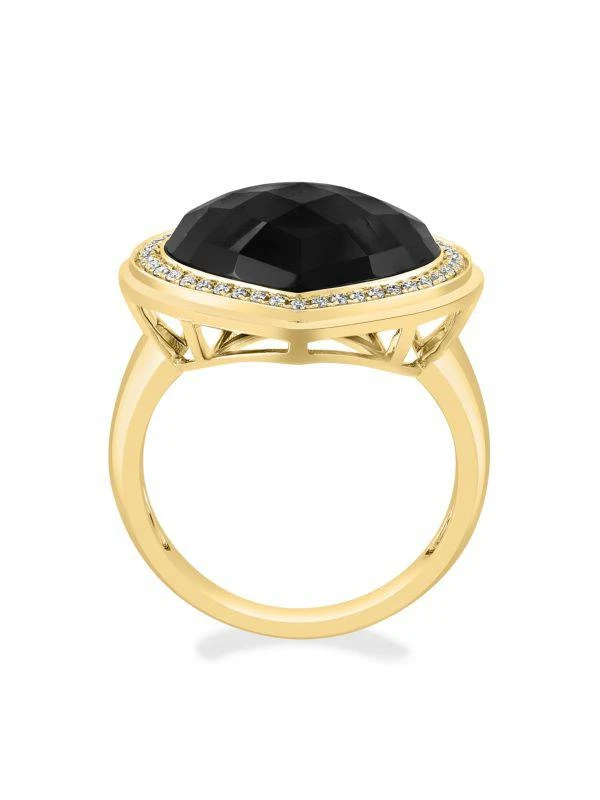 Effy 14K Yellow Gold, Onyx & Diamond Heart Ring 3