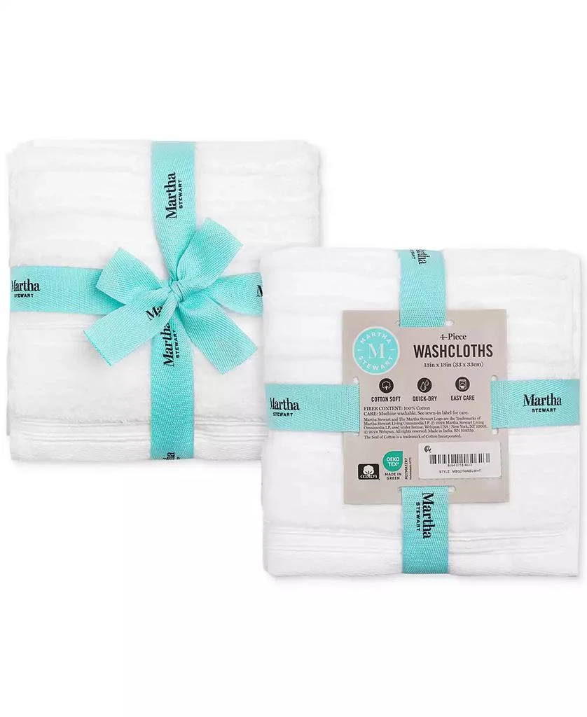 Martha Stewart Martha Stewart Quick Dry Cotton Solid 4-Pc. Washcloth Set, 13" x 13", Exclusively at Macy’s 3