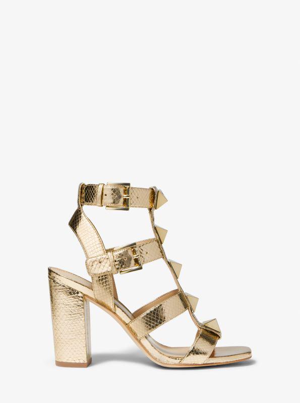 michael_kors Wren Studded Metallic Snake Embossed Leather Sandal