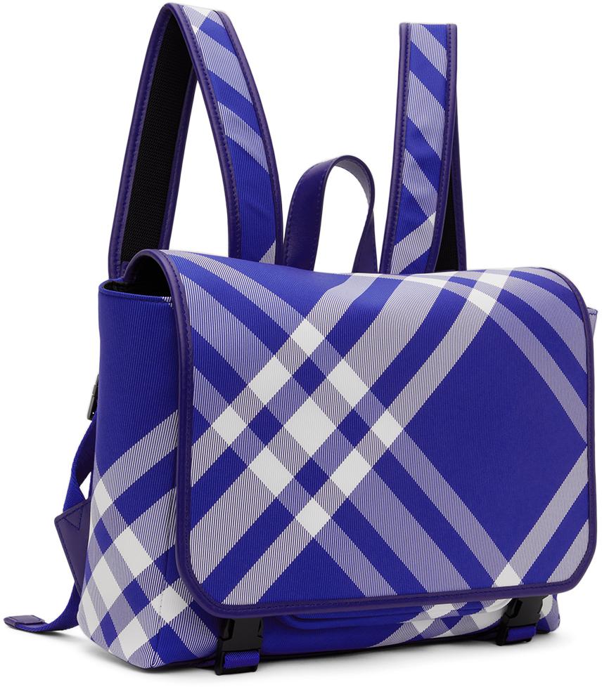 Burberry Kids Blue Check Messenger Backpack - Shoulder Bags