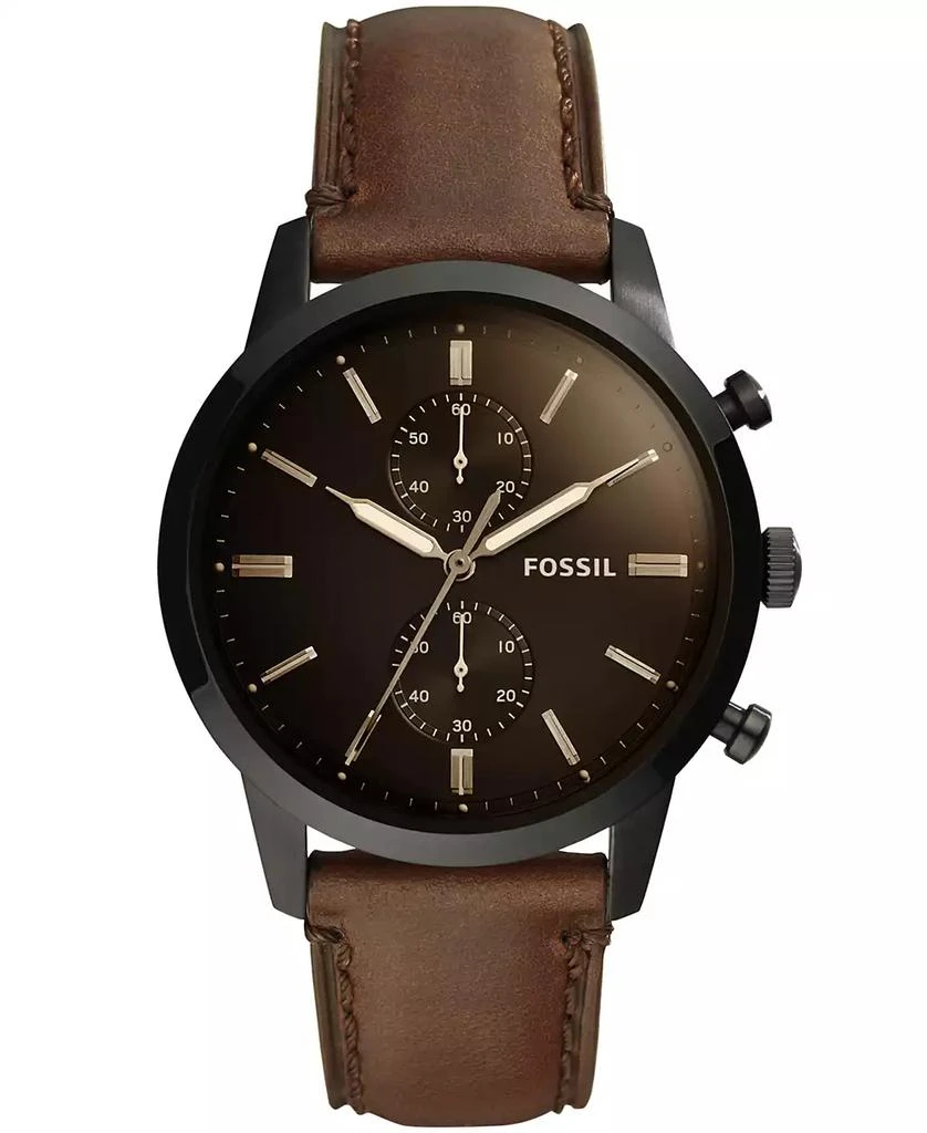 Fossil Men's Chronograph Townsman Brown Leather Strap Watch 1