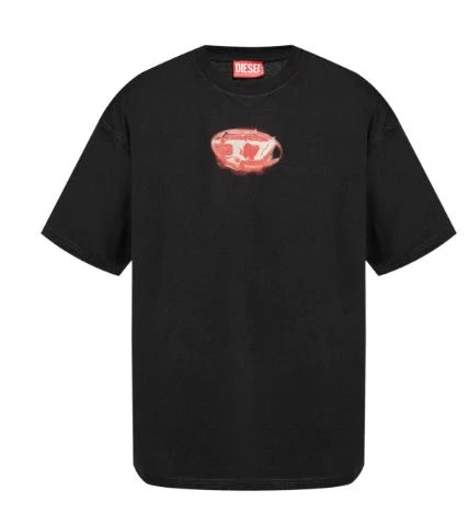 Diesel BLACK/RED COTTON LOGO PRINT TEE 5