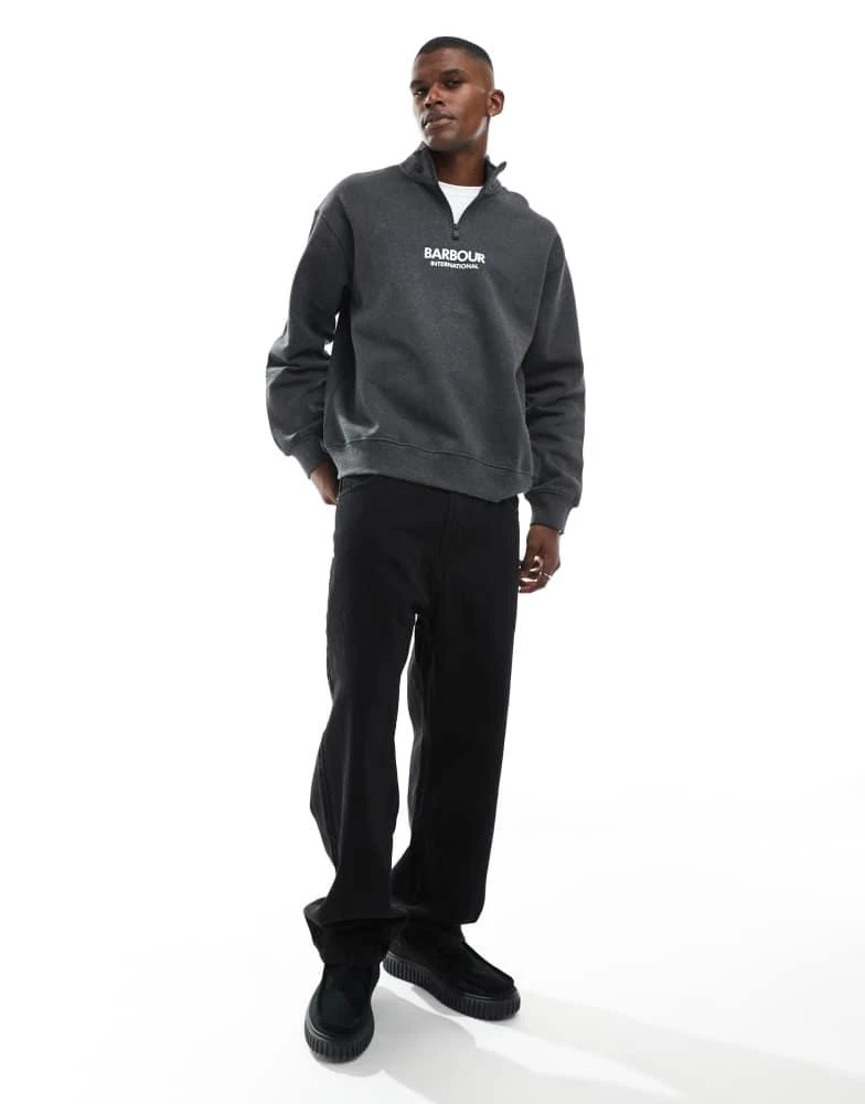 Barbour Barbour International Formula oversized half zip sweatshirt in dark grey 4