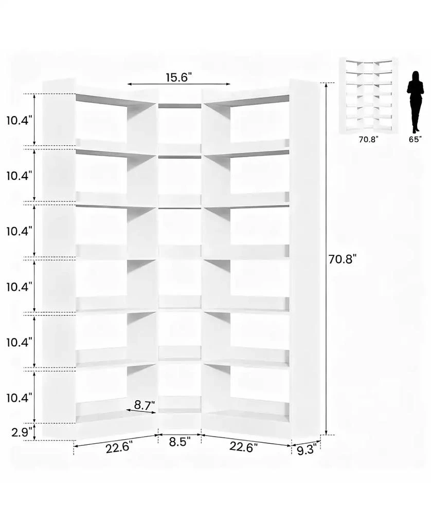 YIGII L Shaped Corner Bookshelf 6 Tiers Storage Display Rack 2