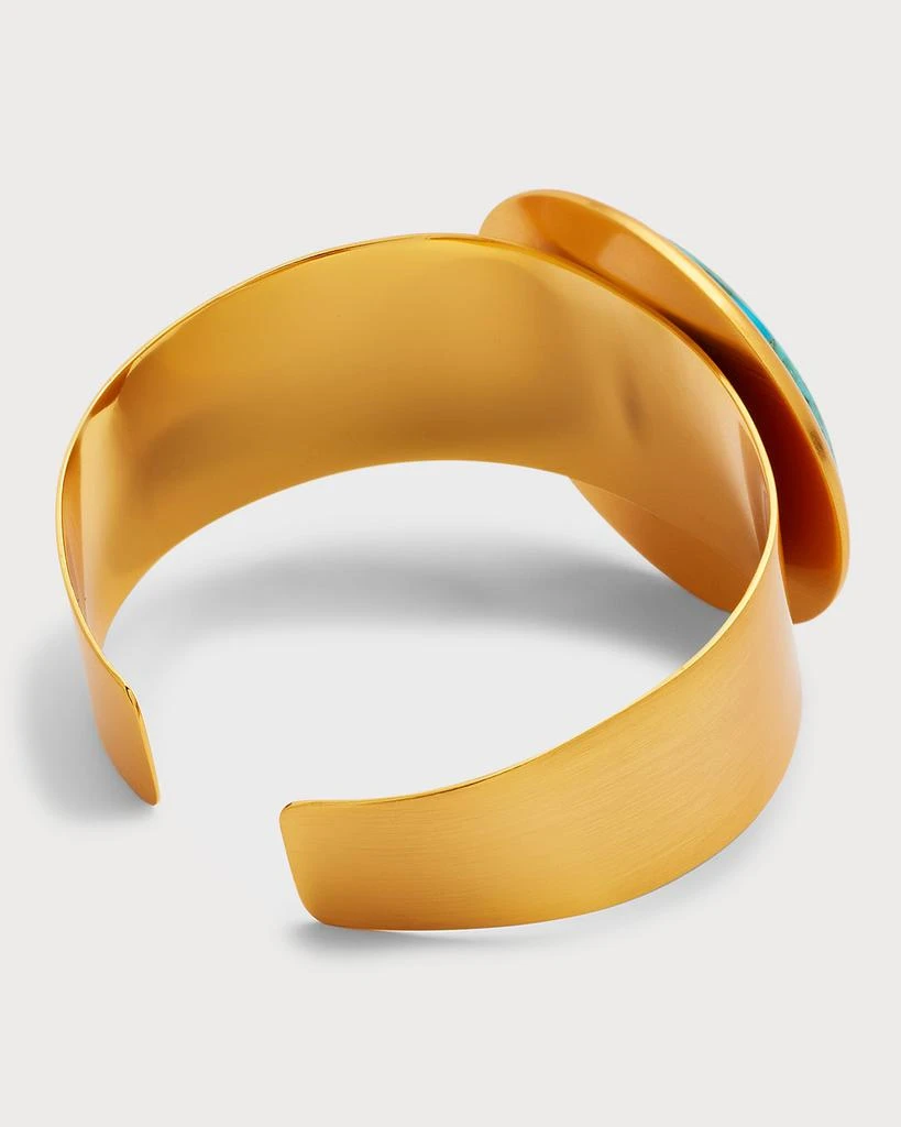NEST Jewelry Brushed Gold Cuff with Turquoise Cabochon 4