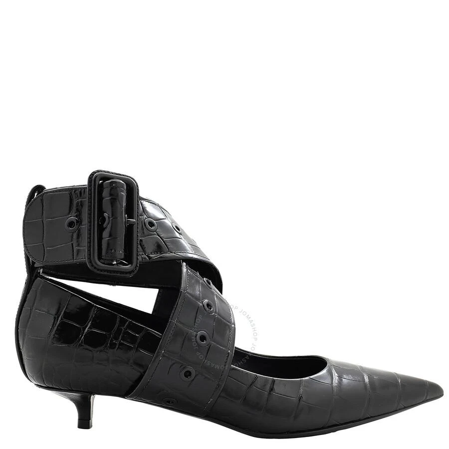 Burberry Kitten-Heel Point-Toe Embossed Leather Pumps 1