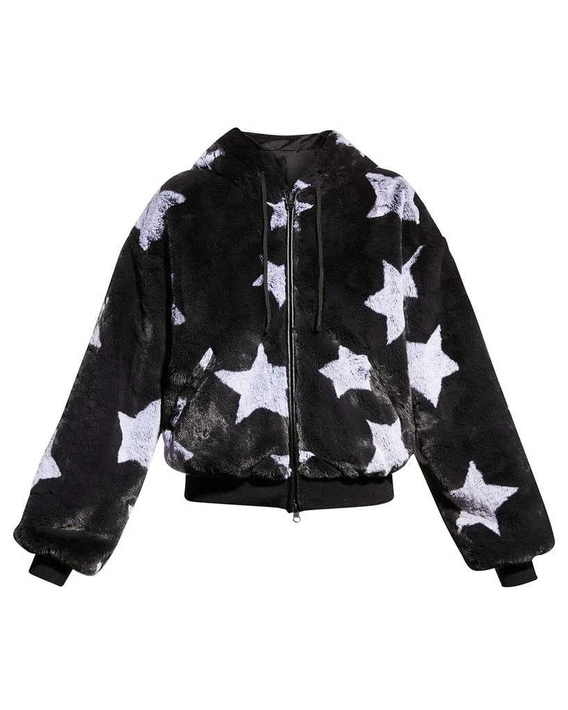 Blanc Noir Faux-Fur Reversible Star Hoodie 1