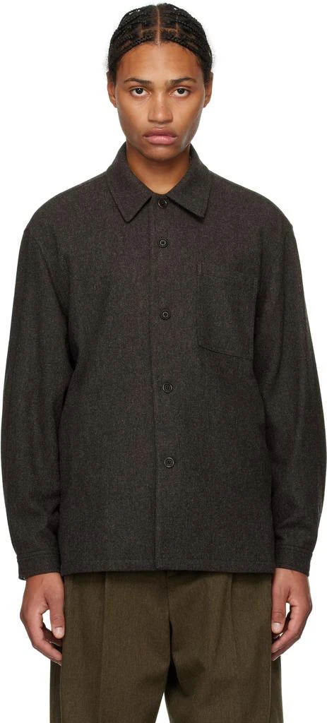 AMOMENTO Brown Wool Overshirt 1