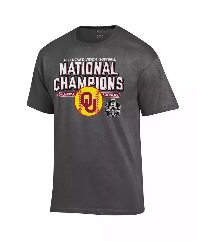 CHAMPION Men's Charcoal Oklahoma Sooners 2022 NCAA Softball Women's College World Series Champions Locker Room T-shirt 1