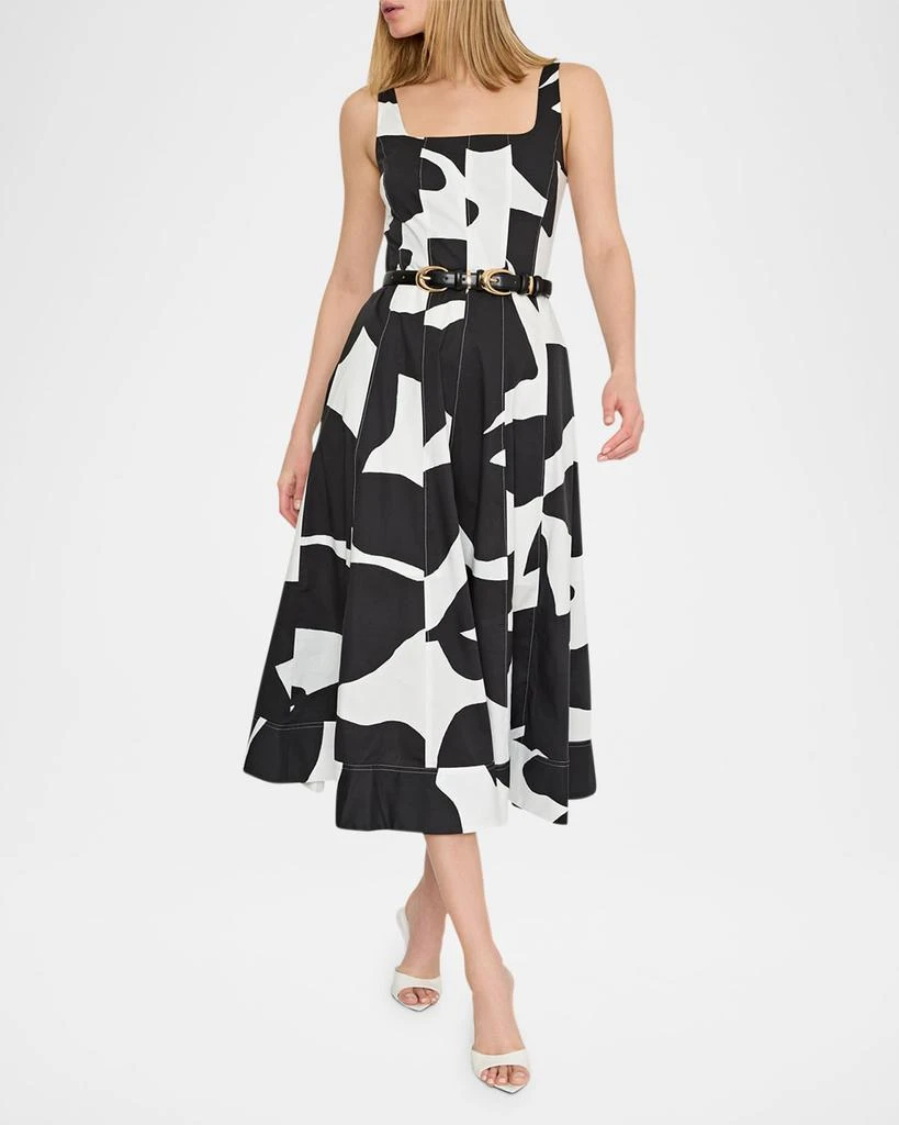 Milly Grand Foliage Cotton Poplin Midi Dress 4