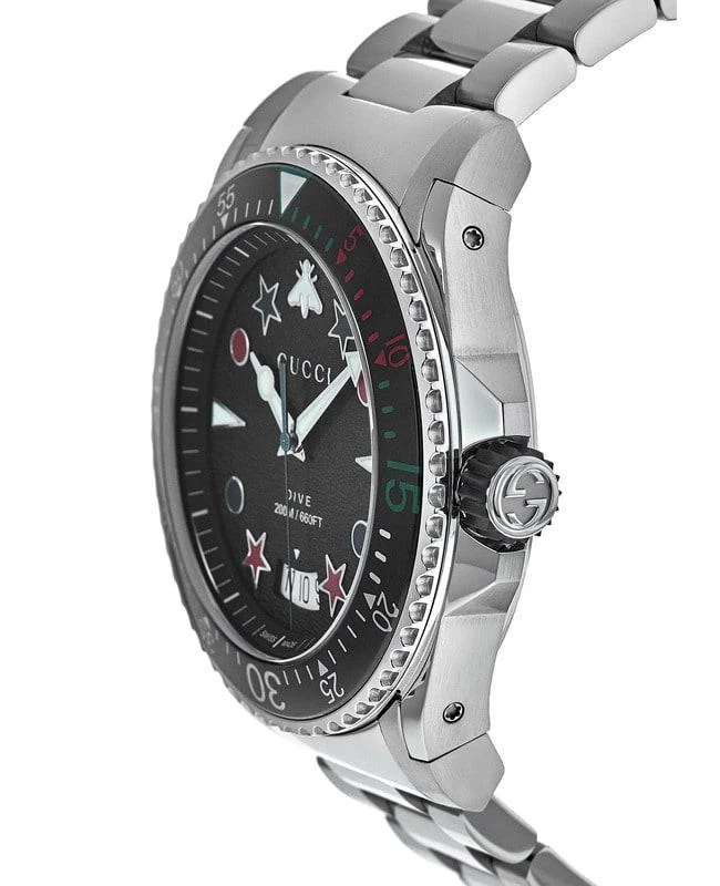 Gucci Gucci Dive 45mm Textured Black Dial Steel Men's Watch YA136221 2