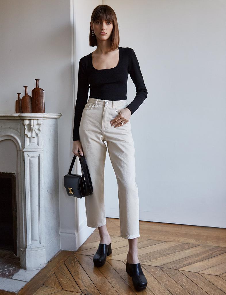 Pixie Market Black Scoop Neck Knit Top