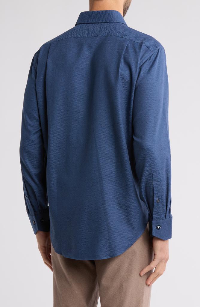 Lorenzo Uomo Trim Fit Textured Diamond Stretch Cotton Dress Shirt