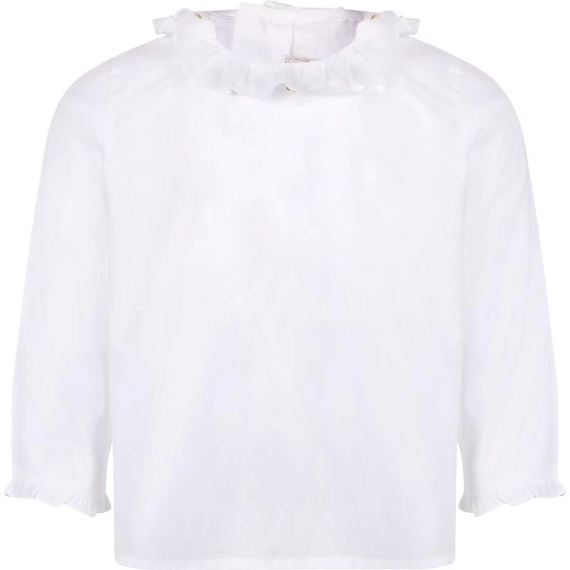 Bonpoint Embroidered ruffled collar blouse in white 1