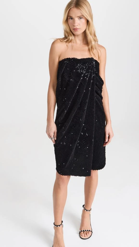 Recto Velvet Sequin Draped Tube Top Dress 4