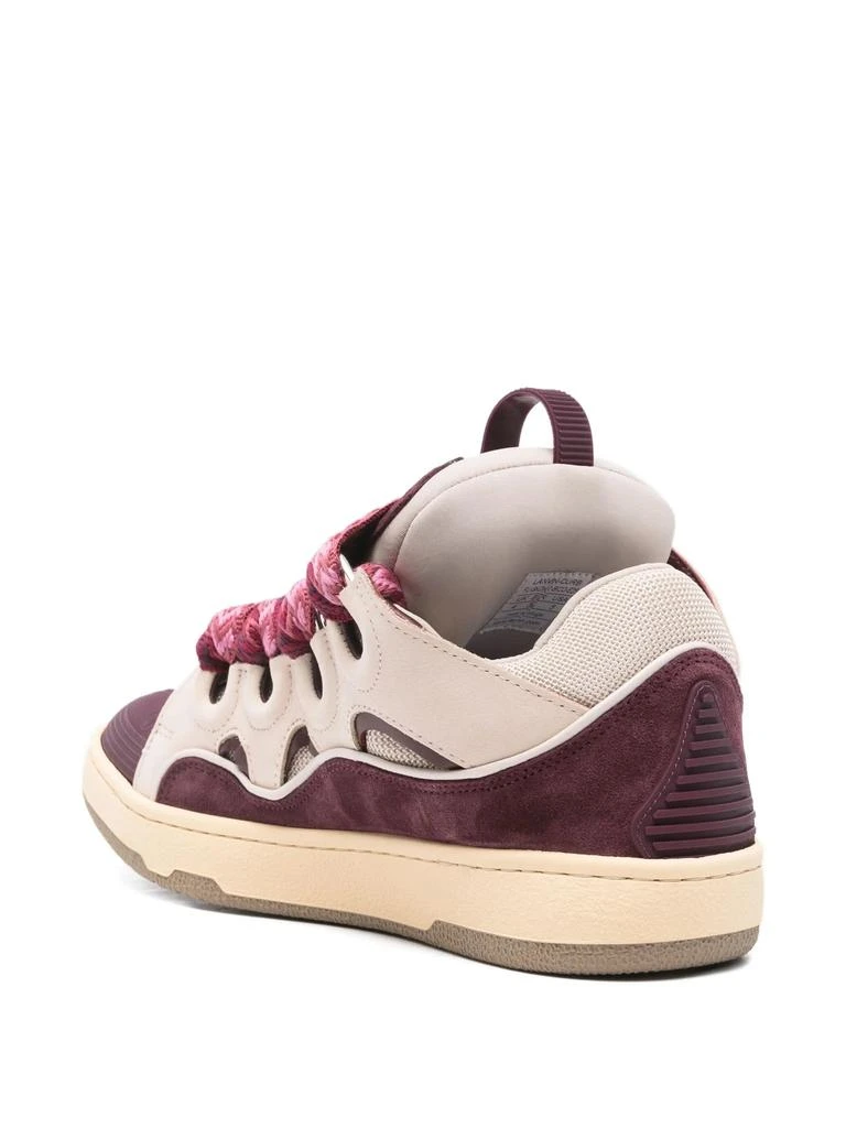 Lanvin Panelled Burgundy Calf Leather and Suede Sneakers 3