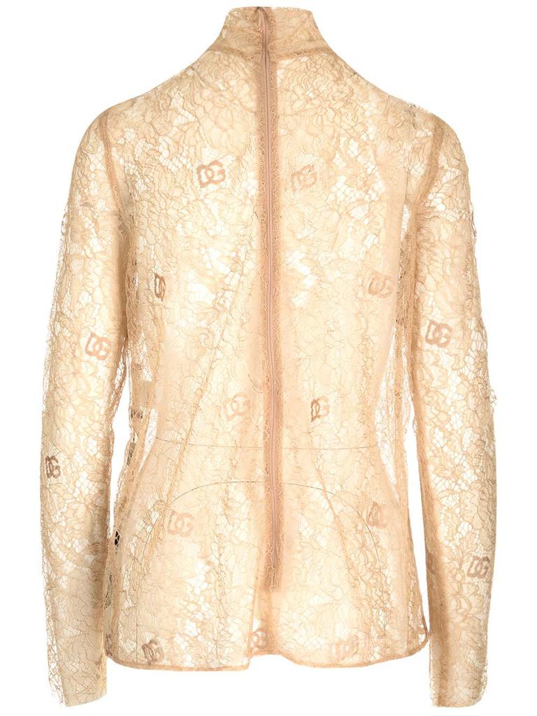 Dolce & Gabbana Dolce & Gabbana Sheer Lace Straight Hem Blouse