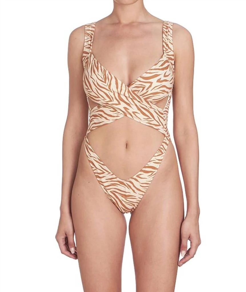 REINA OLGA Exotica One Piece In Beige Zebra