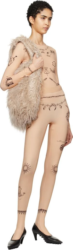 MARINE SERRE Beige Tattoo Printed Jersey Second Skin Crewneck Top 5