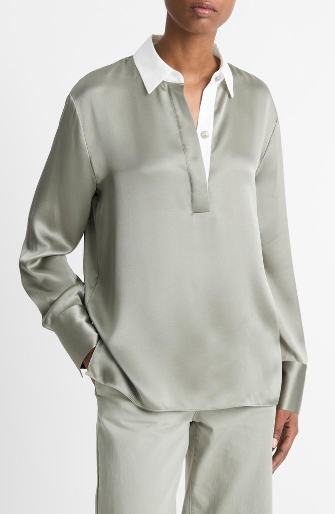 Vince Silk Satin Rugby Shirt