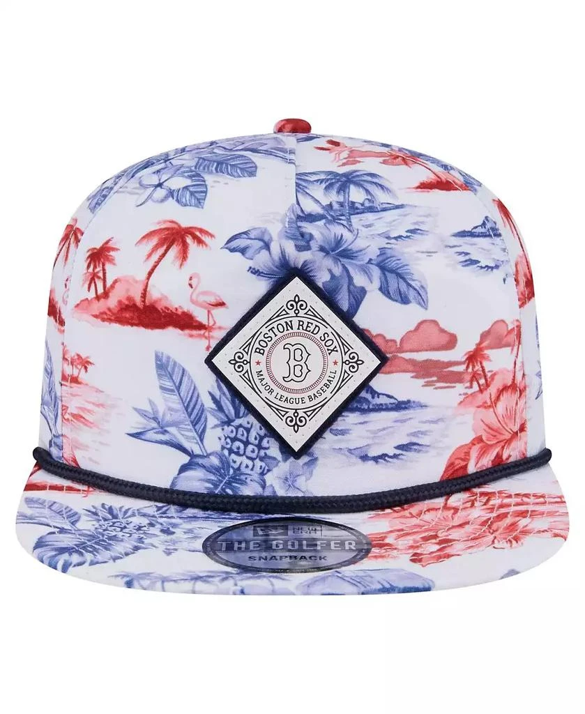 New Era Men's White Boston Red Sox Printed Island Golfer Snapback Hat 2