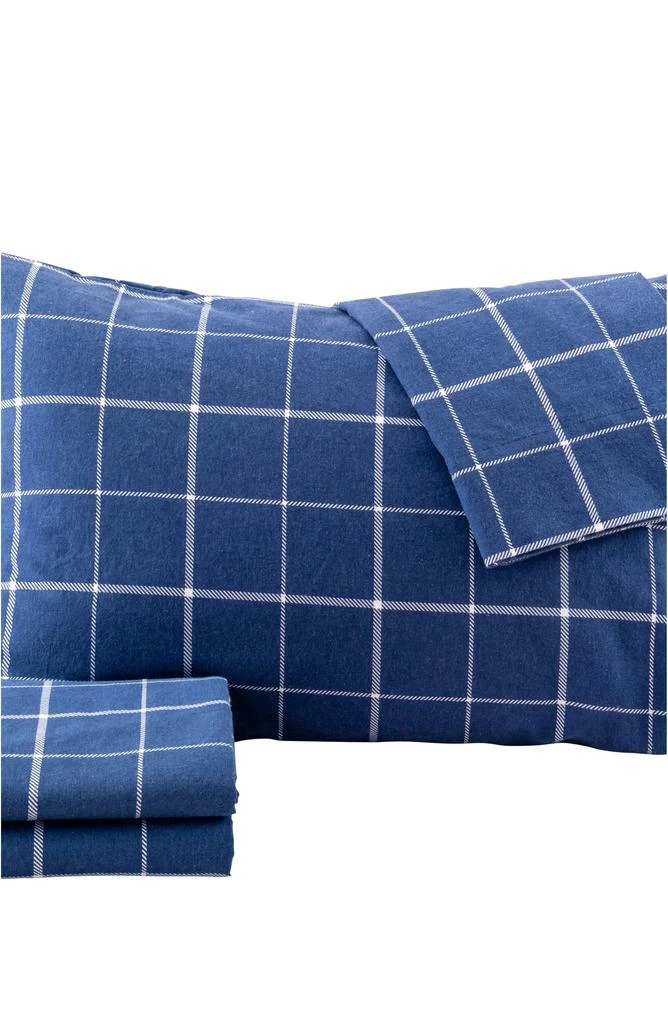Woven & Weft Turkish Cotton Windowpane Printed Flannel Sheet Set 5