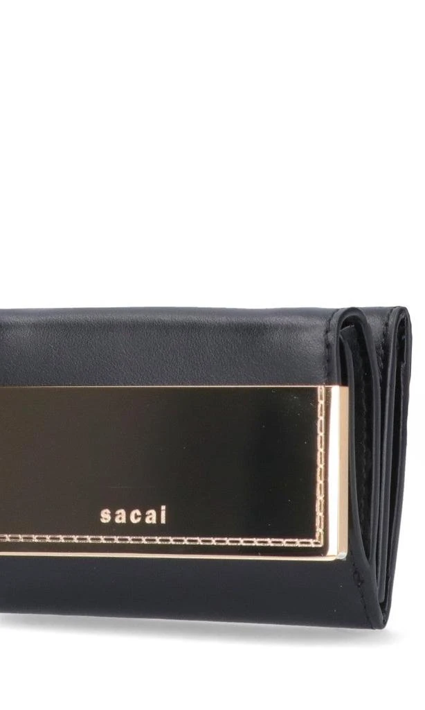 Sacai Rectangular Black Wallet With Gold-Tone Accent 4