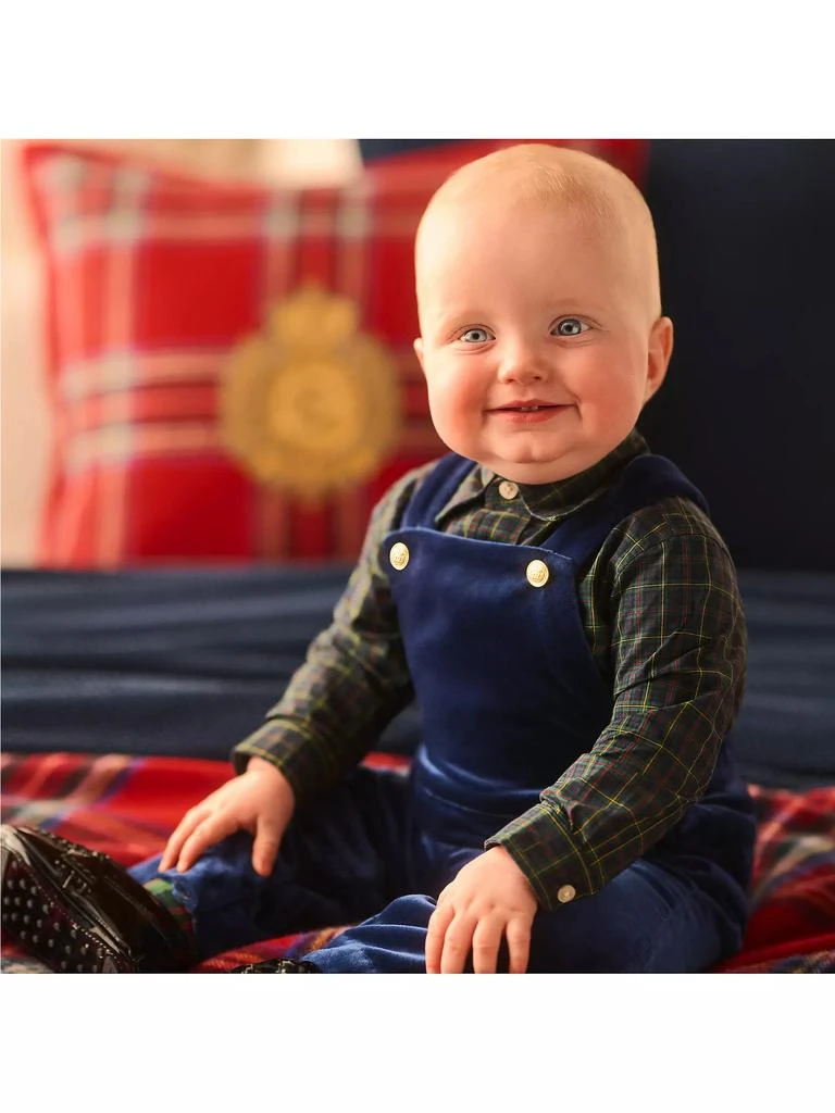 Ralph Lauren Baby Boy's Plaid Shirt &amp; Velvet Overalls Set 5