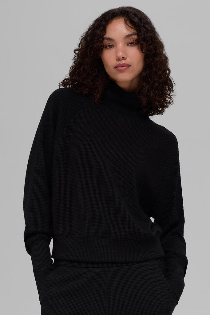 Alo Waffle Weekend Escape Mock Neck Long Sleeve - Ivory