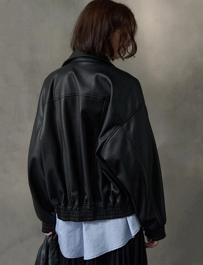 Pixie Market Black Cropped Leather Jacket-PREORDER 3