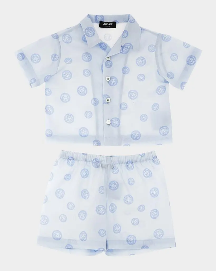 Versace Boy's Medusa Cotton Shirt & Shorts Set, Size 3M-18M