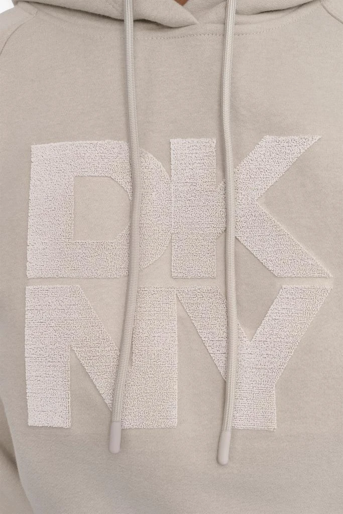 DKNY STACKED VELVET PLUSH EMBROIDERY LOGO HOODIE 5