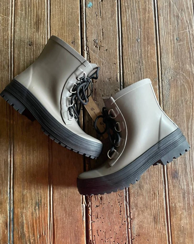 Chooka Ava Lace-Up Ankle Rain Boot In Dark Taupe 5
