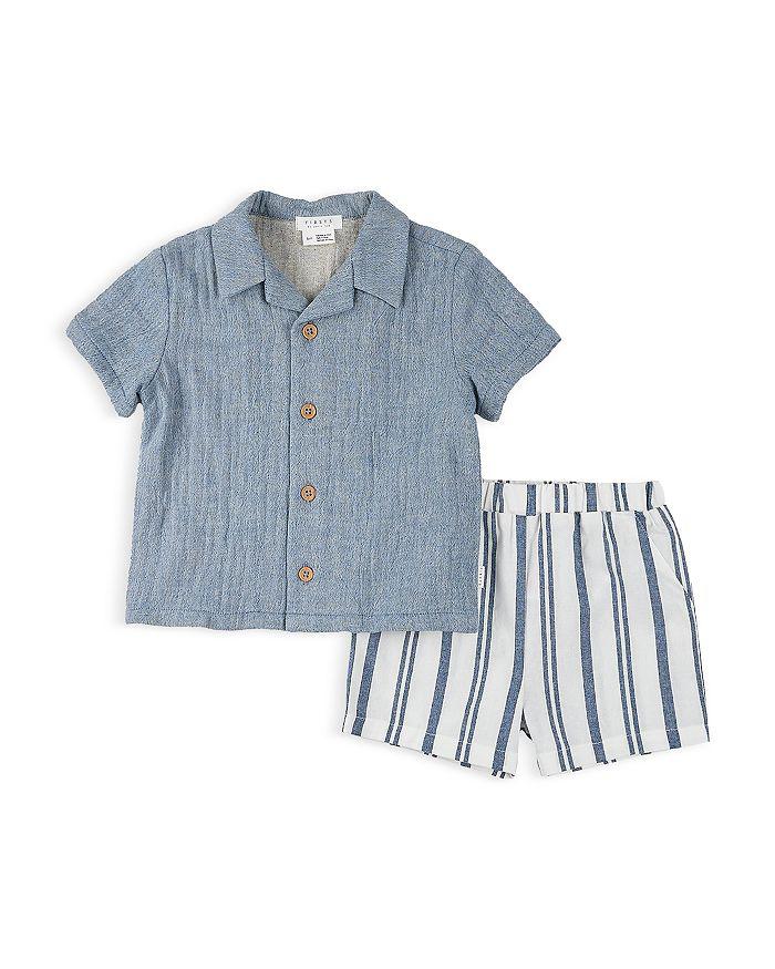 Petit Lem Boys' Chambray Shirt & Striped Shorts Set - Baby