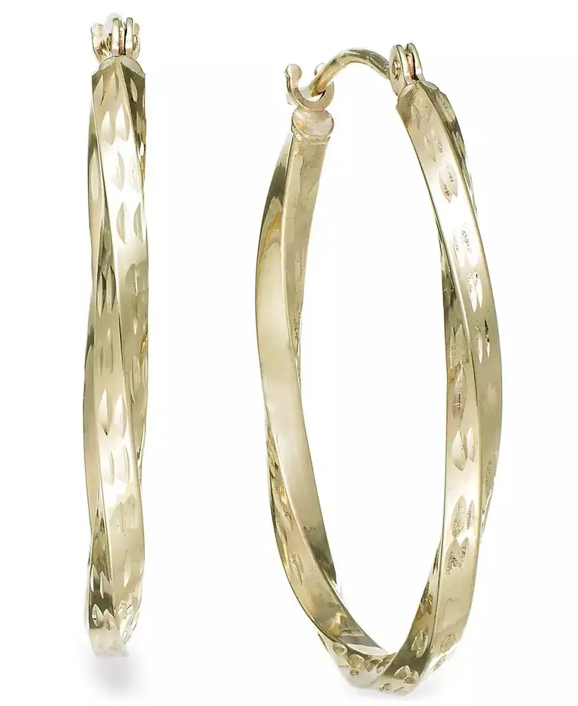 Macy's Textured Twisted Hoop Earrings in 10k Gold