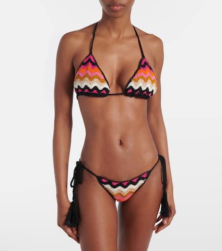 ANNA KOSTUROVA Striped cotton bikini top