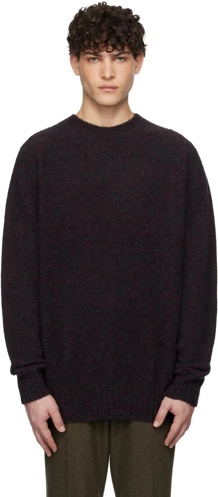 Sunspel Black Shetland Crew Neck Sweater 1
