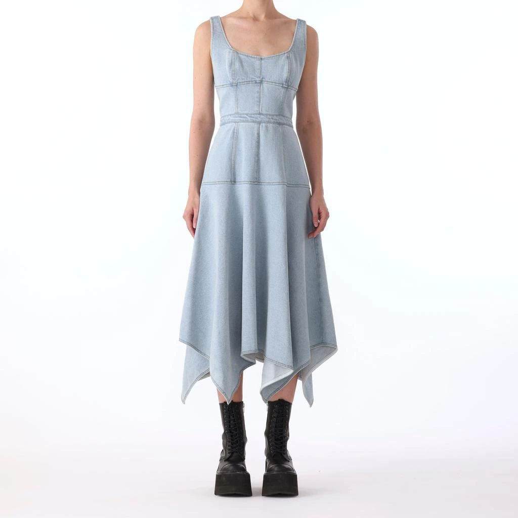 Jason Wu S/l Denim Dress W/ Asymmetrical Hem 4