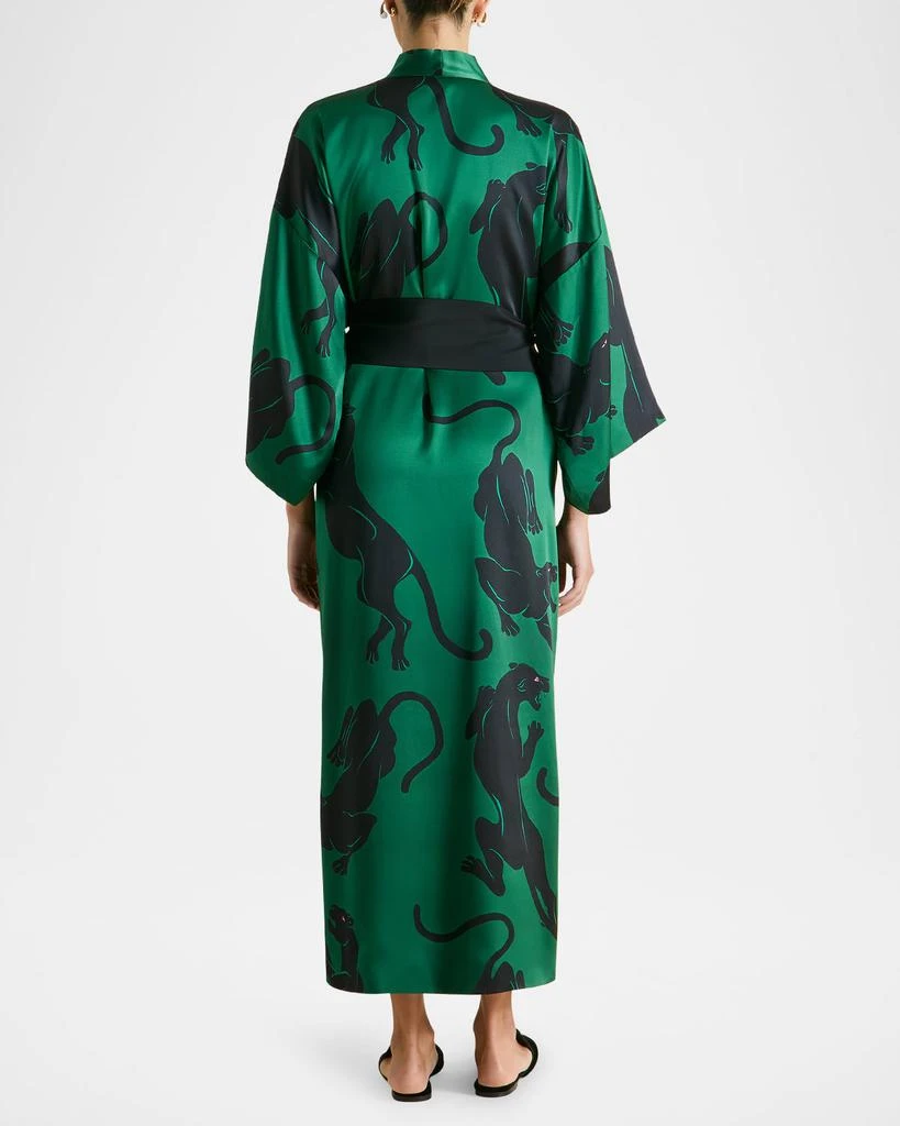 OLIVIA VON HALLE Queenie Panther-Print Silk Robe 3