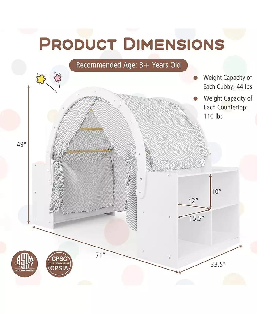 Slickblue Kids Play Tent with Curtain Shades and 8 Cubbies 6