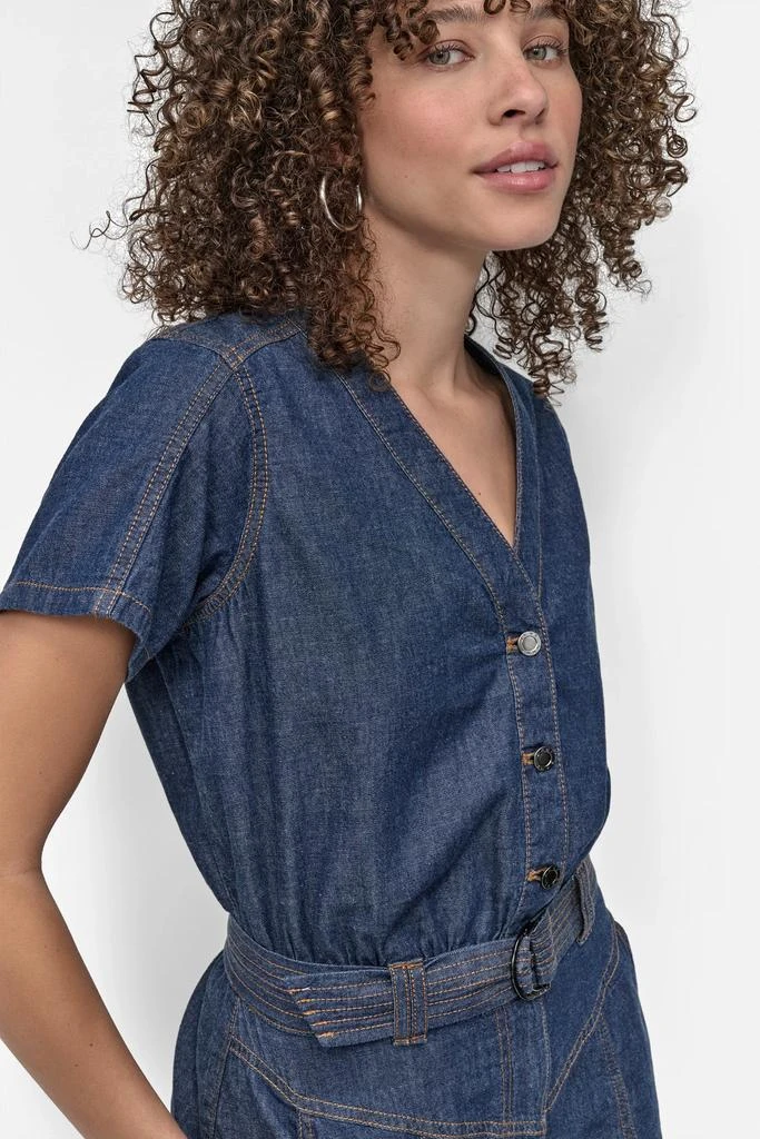 DKNY BUTTON FRONT DENIM MINI DRESS 4